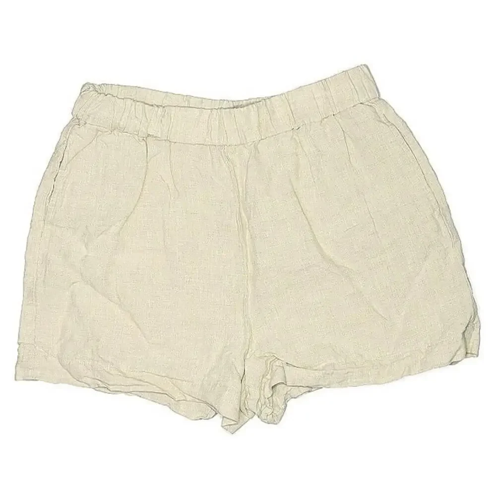 Jenni Kayne Shorts Linen Logan Cream Natural Fiber Pull On Lightweight 3 inch - Picture 1 of 3